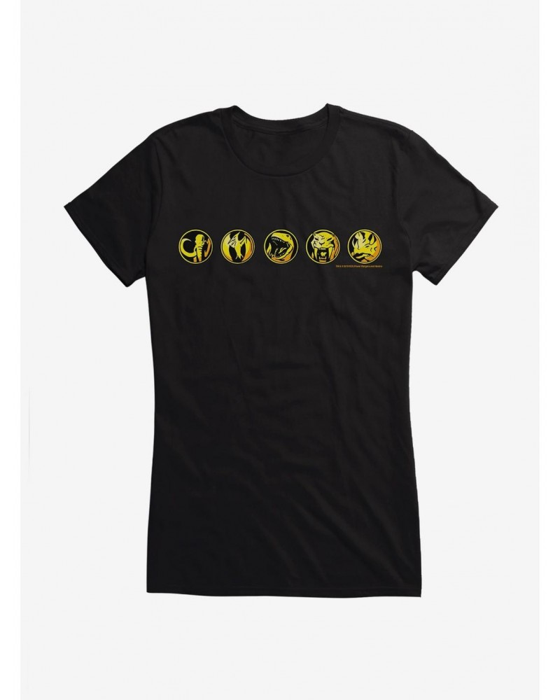 Mighty Morphin Power Rangers Morph Gold Symbols Girls T-Shirt $6.37 T-Shirts