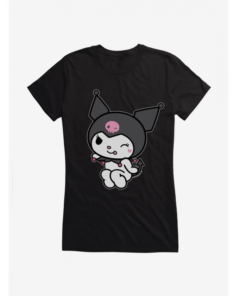 Kuromi Flirty Wink Girls T-Shirt $5.98 T-Shirts