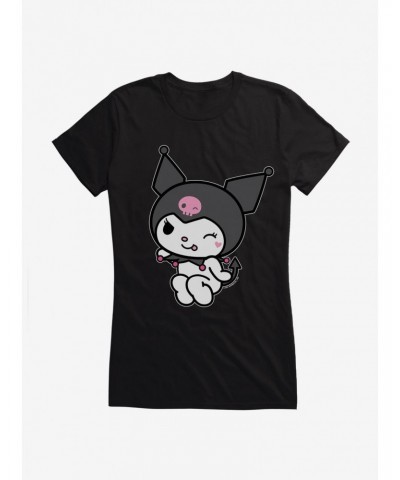 Kuromi Flirty Wink Girls T-Shirt $5.98 T-Shirts