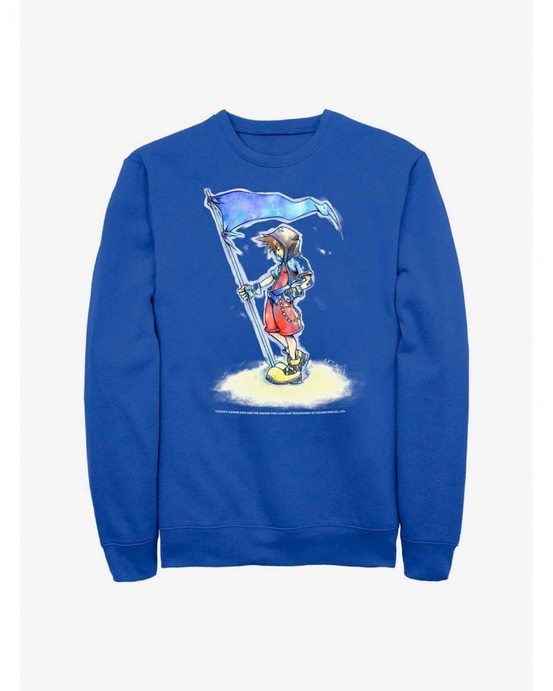 Disney Kingdom Hearts Sora With Flag Crew Sweatshirt $13.28 Sweatshirts