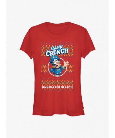 Capn Crunch Ugly Christmas Sweater Pattern Girls T-Shirt $12.20 T-Shirts