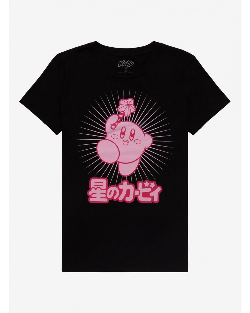 Kirby Pink Star Rod Boyfriend Fit Girls T-Shirt $6.89 T-Shirts