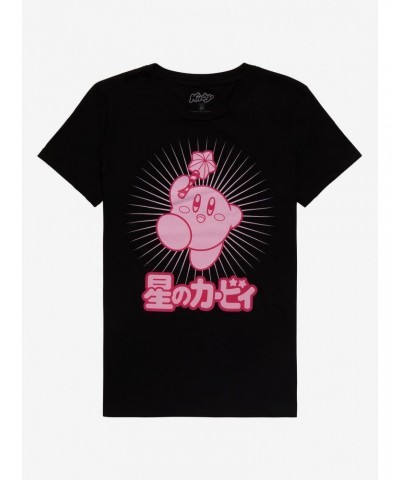 Kirby Pink Star Rod Boyfriend Fit Girls T-Shirt $6.89 T-Shirts