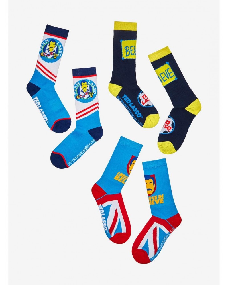 Ted Lasso Believe Crew Socks 3 Pack $5.57 Merchandises