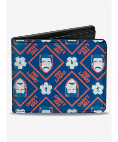 Ted Lasso Text With Icon And Soccer Ball Pattern Bifold Wallet $6.69 Wallets