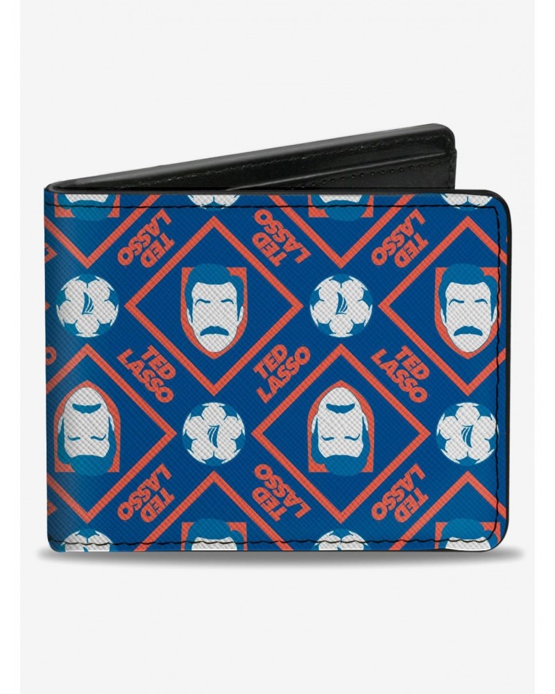 Ted Lasso Text With Icon And Soccer Ball Pattern Bifold Wallet $6.69 Wallets