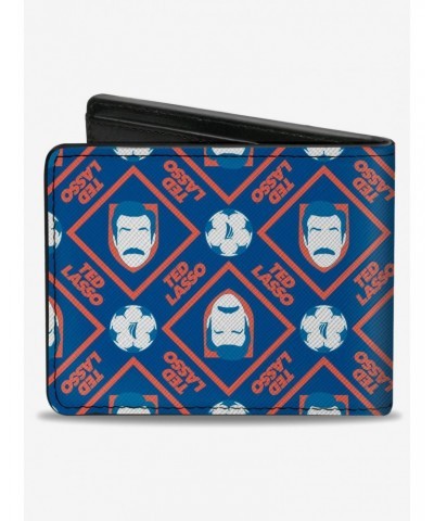 Ted Lasso Text With Icon And Soccer Ball Pattern Bifold Wallet $6.69 Wallets