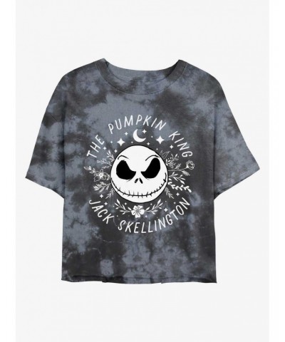 Disney The Nightmare Before Christmas Jack Skellington Pumpkin King Face Tie-Dye Girls Crop T-Shirt $8.88 T-Shirts