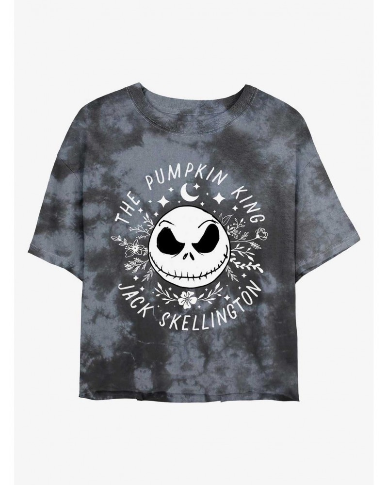 Disney The Nightmare Before Christmas Jack Skellington Pumpkin King Face Tie-Dye Girls Crop T-Shirt $8.88 T-Shirts