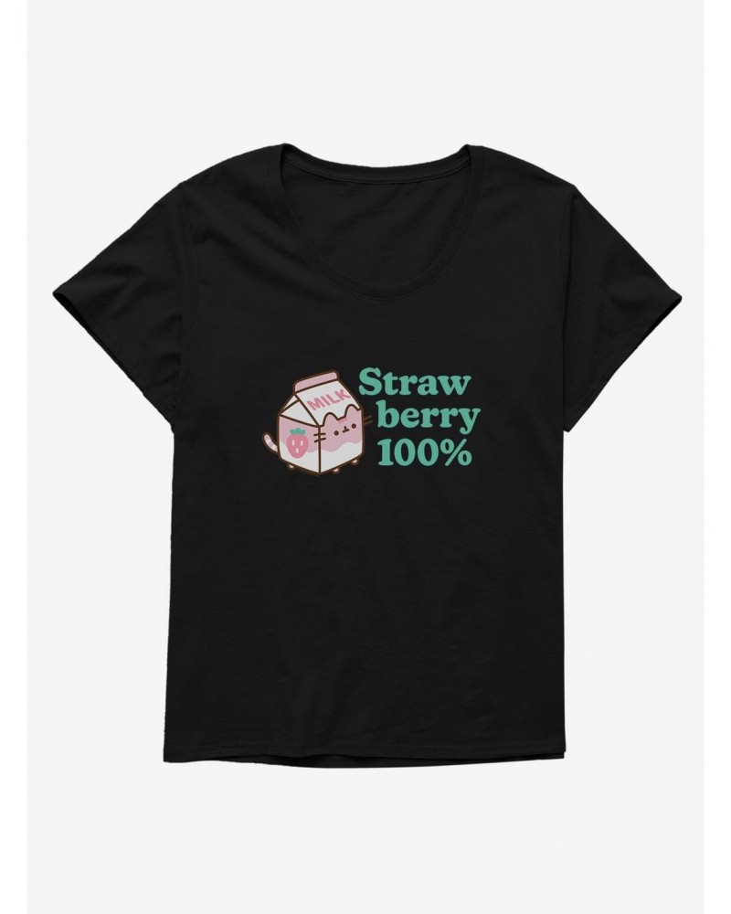 Pusheen Sips Strawberry 100 Percent Girls T-Shirt Plus Size $7.18 T-Shirts