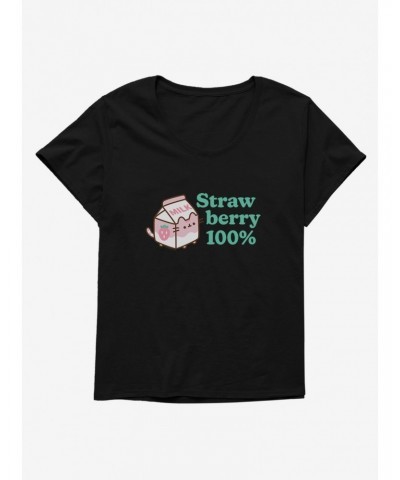 Pusheen Sips Strawberry 100 Percent Girls T-Shirt Plus Size $7.18 T-Shirts