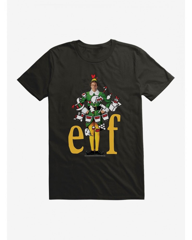 Elf Yellow Logo With Icons T-Shirt $10.04 T-Shirts