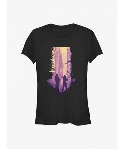 Marvel Hawkeye Cityscape Arrow Outline Girls T-Shirt $9.96 T-Shirts