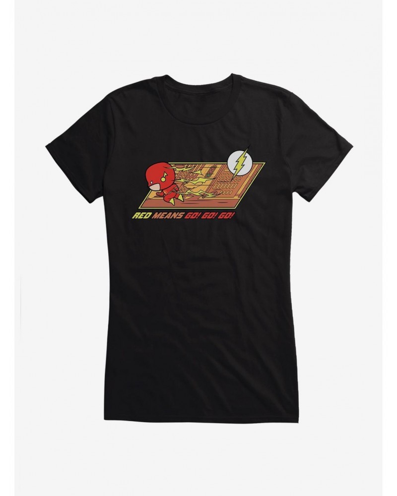 DC Comics Chibi The Flash Red Means Go Girls T-Shirt $8.17 T-Shirts