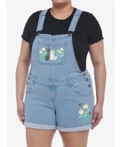 Studio Ghibli Kiki's Delivery Service Jiji & Lily Flower Shortalls Plus Size $20.13 Shortalls