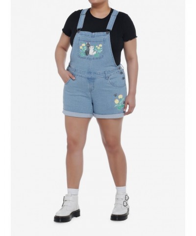 Studio Ghibli Kiki's Delivery Service Jiji & Lily Flower Shortalls Plus Size $20.13 Shortalls