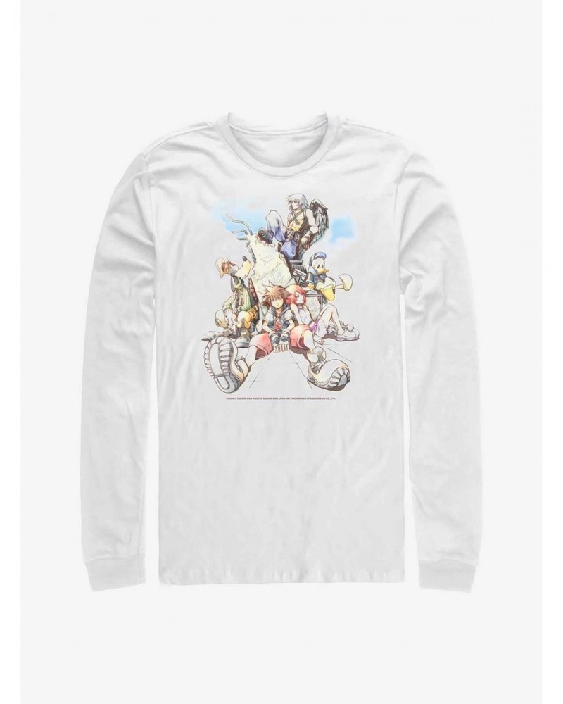 Disney Kingdom Hearts Group In The Clouds Long-Sleeve T-Shirt $7.90 T-Shirts