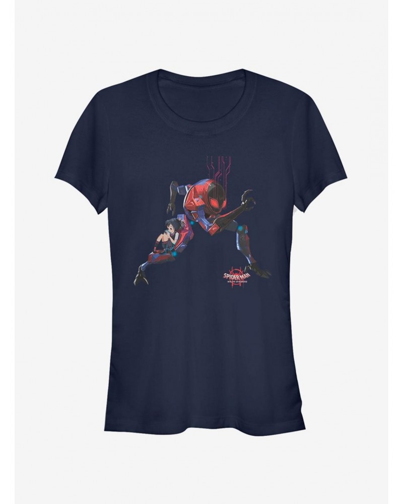 Marvel Spider-Man: Into The Spider-Verse Giant Robo Girls T-Shirt $6.80 T-Shirts