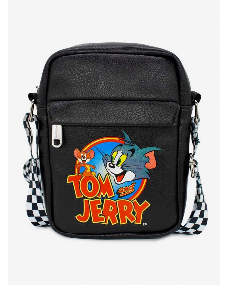 Tom and Jerry Logo Vegan Leather Crossbody Bag $11.52 Bags