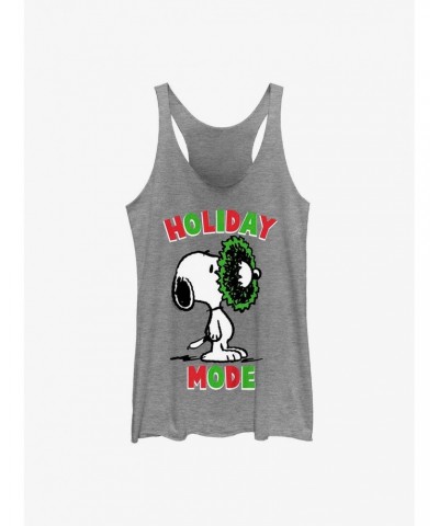 Peanuts Holiday Mode Snoopy Wreath Girls Tank $6.71 Tanks