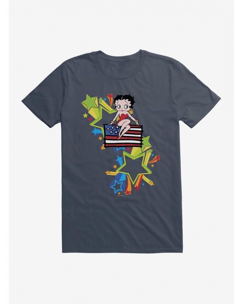 Betty Boop USA Rainbow Heart and Stars T-Shirt $9.56 T-Shirts