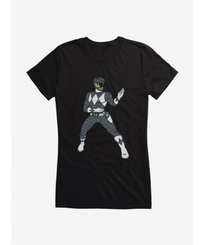 Mighty Morphin Power Rangers Black Ranger Chop Move Girls T-Shirt $8.76 T-Shirts