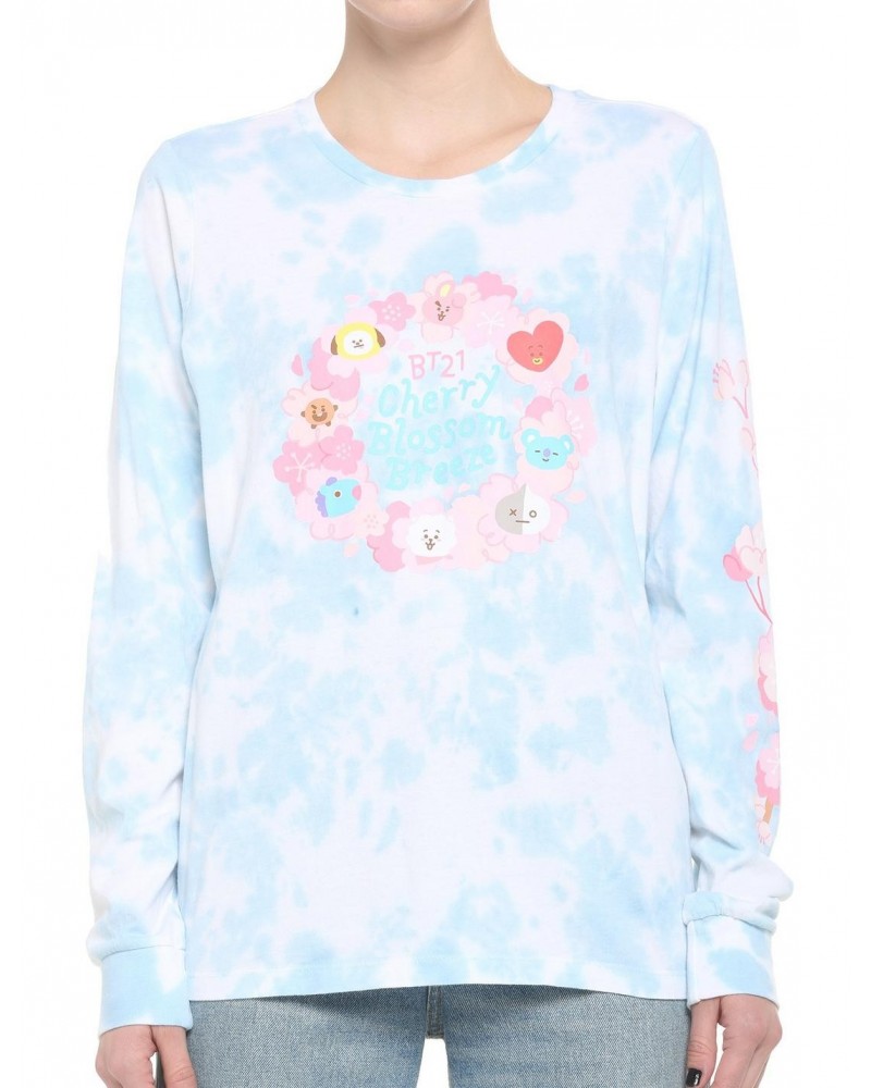 BT21 Cherry Blossom Tie-Dye Girls Long-Sleeve T-Shirt $14.48 T-Shirts