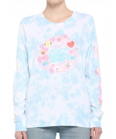 BT21 Cherry Blossom Tie-Dye Girls Long-Sleeve T-Shirt $14.48 T-Shirts