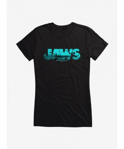 Jaws Script Ocean Imagery Girls T-Shirt $5.98 T-Shirts