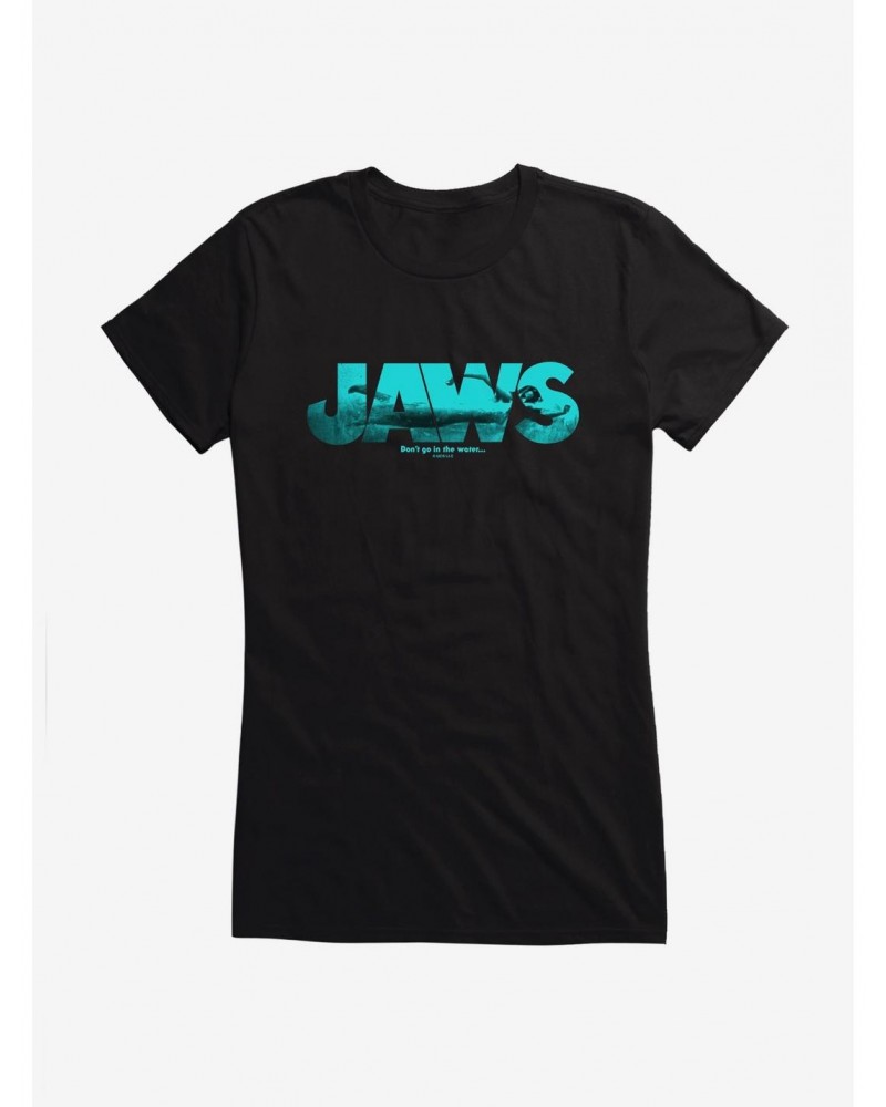 Jaws Script Ocean Imagery Girls T-Shirt $5.98 T-Shirts