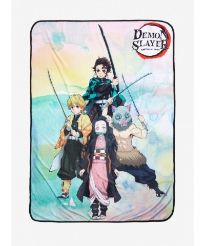 Demon Slayer: Kimetsu No Yaiba Pastel Group Throw Blanket $12.14 Blankets