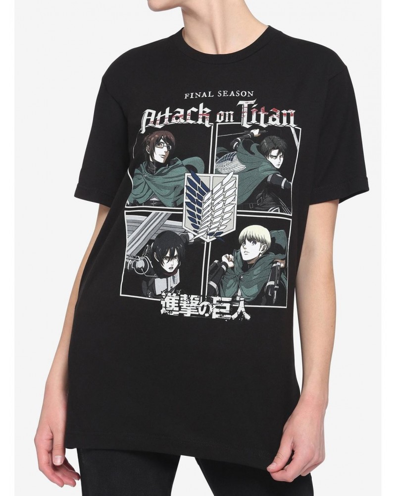 Attack On Titan Final Season Quad Boyfriend Fit Girls T-Shirt $8.57 T-Shirts