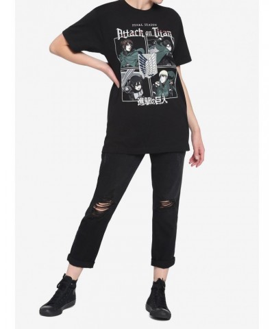 Attack On Titan Final Season Quad Boyfriend Fit Girls T-Shirt $8.57 T-Shirts