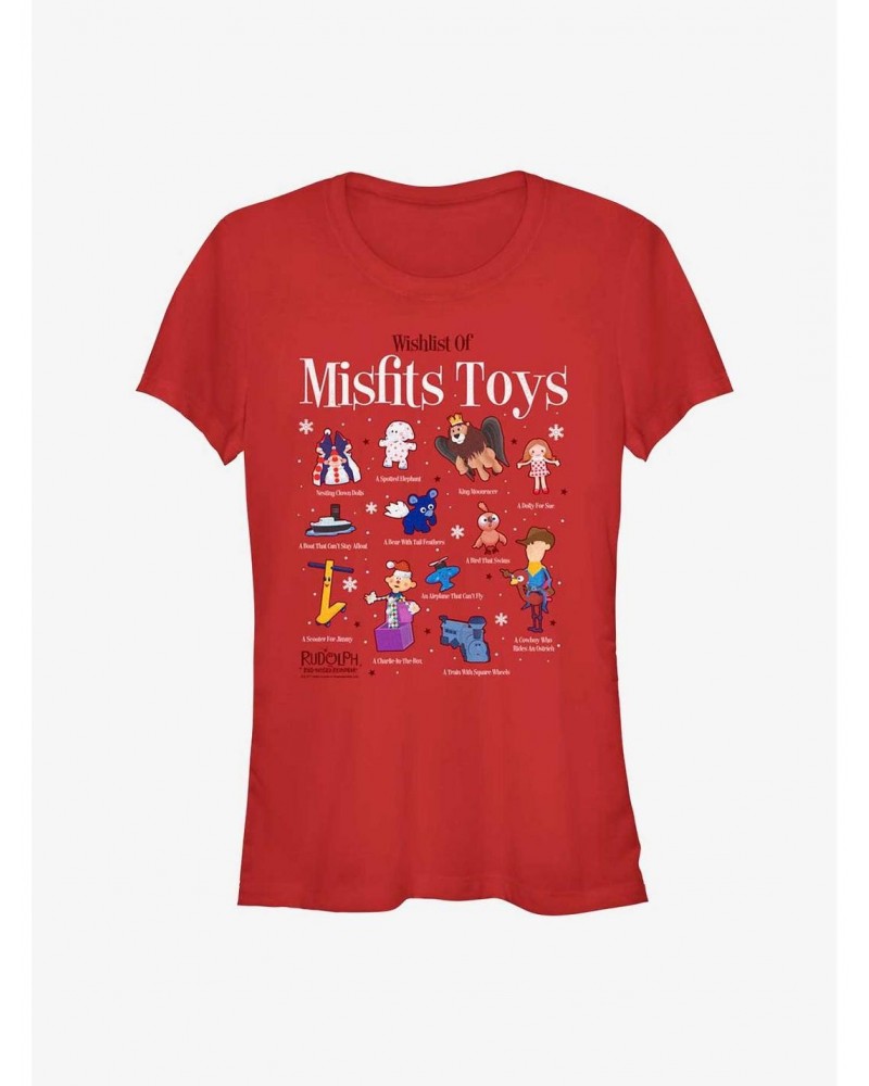 Rudolph The Red-Nosed Reindeer Misfit Wishlist Girls T-Shirt $7.97 T-Shirts