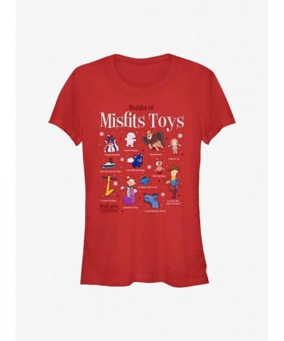 Rudolph The Red-Nosed Reindeer Misfit Wishlist Girls T-Shirt $7.97 T-Shirts