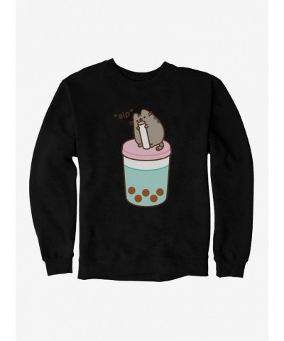 Pusheen Sips Boba Tea Sweatshirt $14.17 Sweatshirts