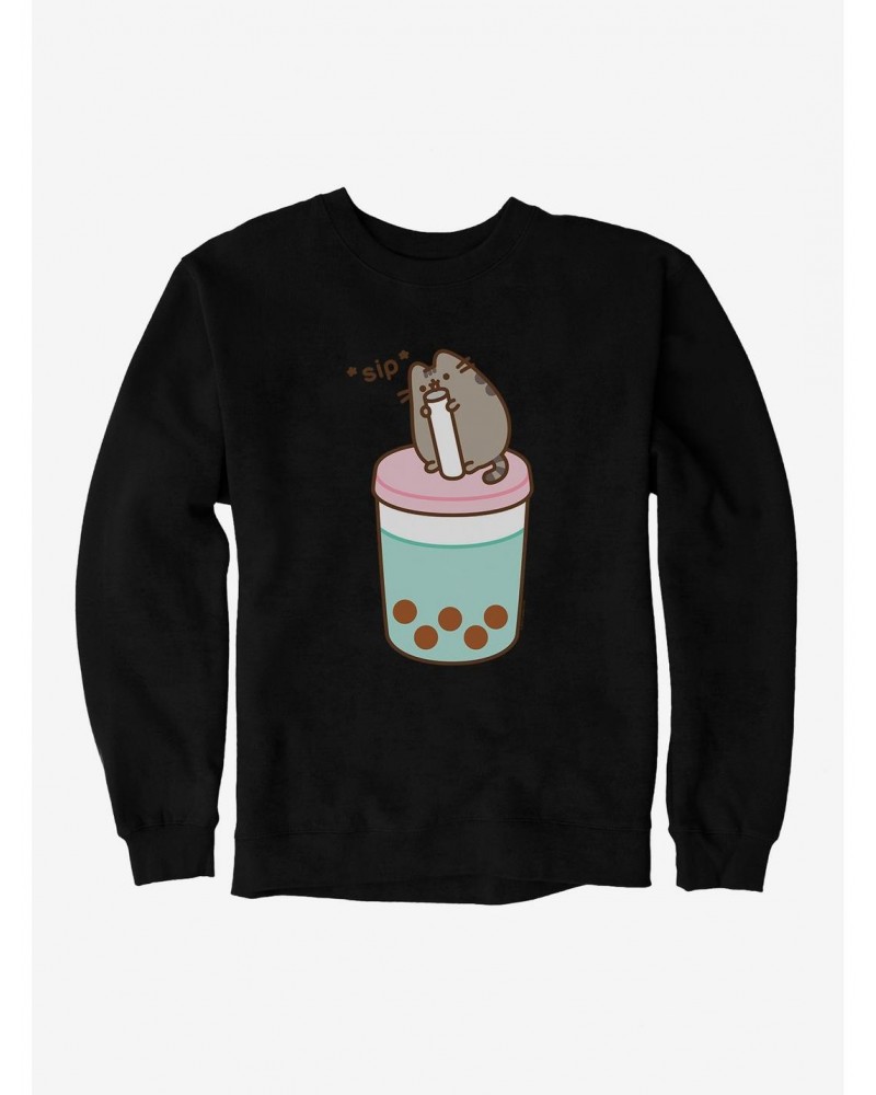 Pusheen Sips Boba Tea Sweatshirt $14.17 Sweatshirts