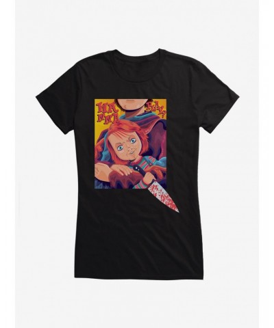 Chucky Doll And Knife Girls T-Shirt $7.97 T-Shirts