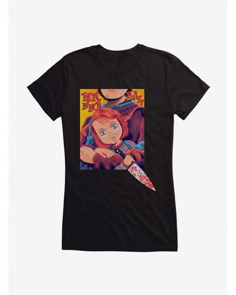 Chucky Doll And Knife Girls T-Shirt $7.97 T-Shirts