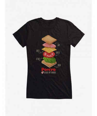 Studio Ghibli Ponyo Deconstructed Ham Sandwich Girls T-Shirt $7.37 T-Shirts