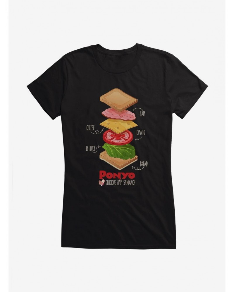 Studio Ghibli Ponyo Deconstructed Ham Sandwich Girls T-Shirt $7.37 T-Shirts