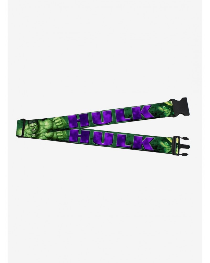 Marvel Hulk Face Close Up Action Pose Greens Purples Luggage Strap $7.11 Luggage Strap