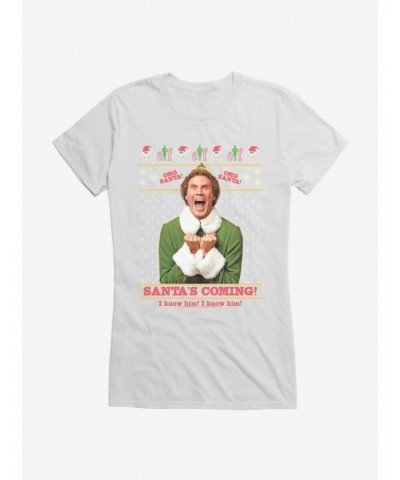 Elf Santa'S Coming! I Know Him! Girls T-Shirt $11.95 T-Shirts